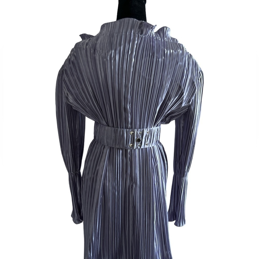 Purple Pleated Sheath Mini Dress for Wedding Guest - Picture 7 of 13